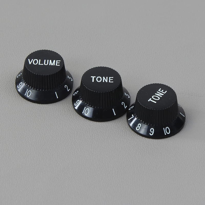FLEOR 2T1V Guitar Knobs Set 24 Spline Electric Guitar Knobs 1 Volume 2 Tone Control Knob, Black - Image 2